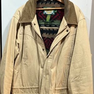 Cabelas Duck Canvas Barn Jacket Flannel Plaid Lined Work Coat Men's XL/TALL